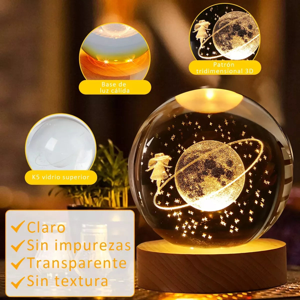 Bola De Cristal Nocturna Led