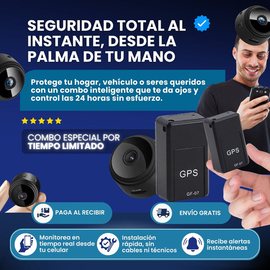 COMBO MINIS CÁMARA ESPÍA Y GPS RASTREADOR