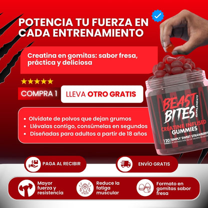 BEAST BITES CREATINE SABOR A FRESA