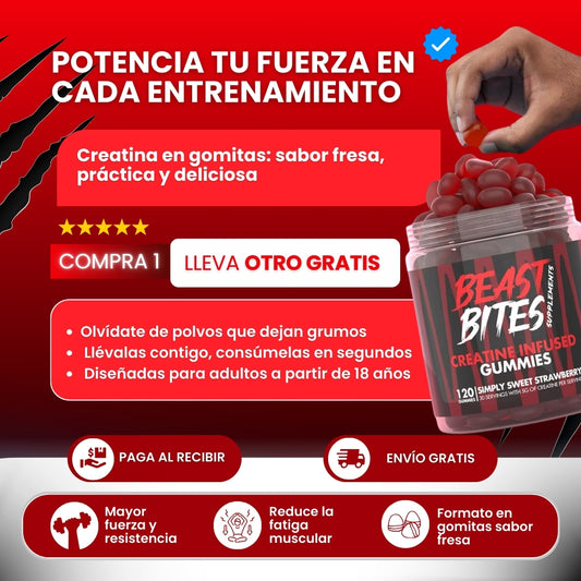 BEAST BITES CREATINE SABOR A FRESA
